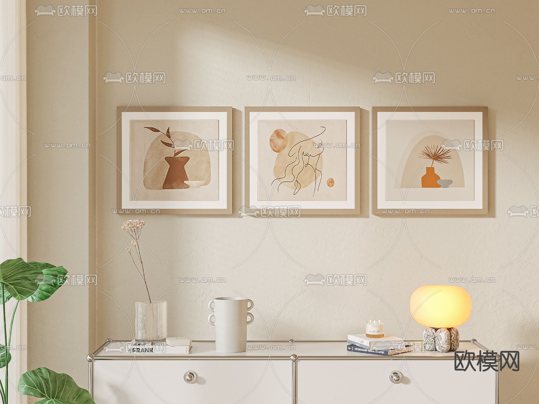 抽象画 装饰画 桌面摆件3d模型下载（渲染图1）