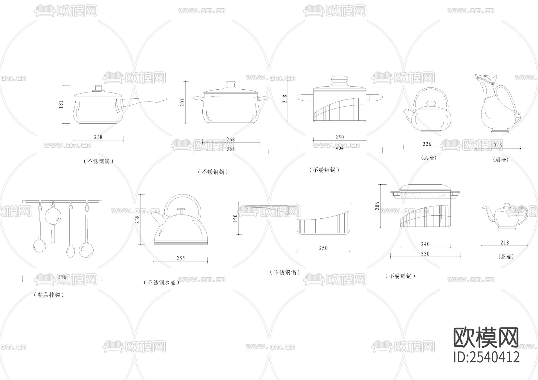 整体橱柜（厨柜）cad图库下载（渲染图3）
