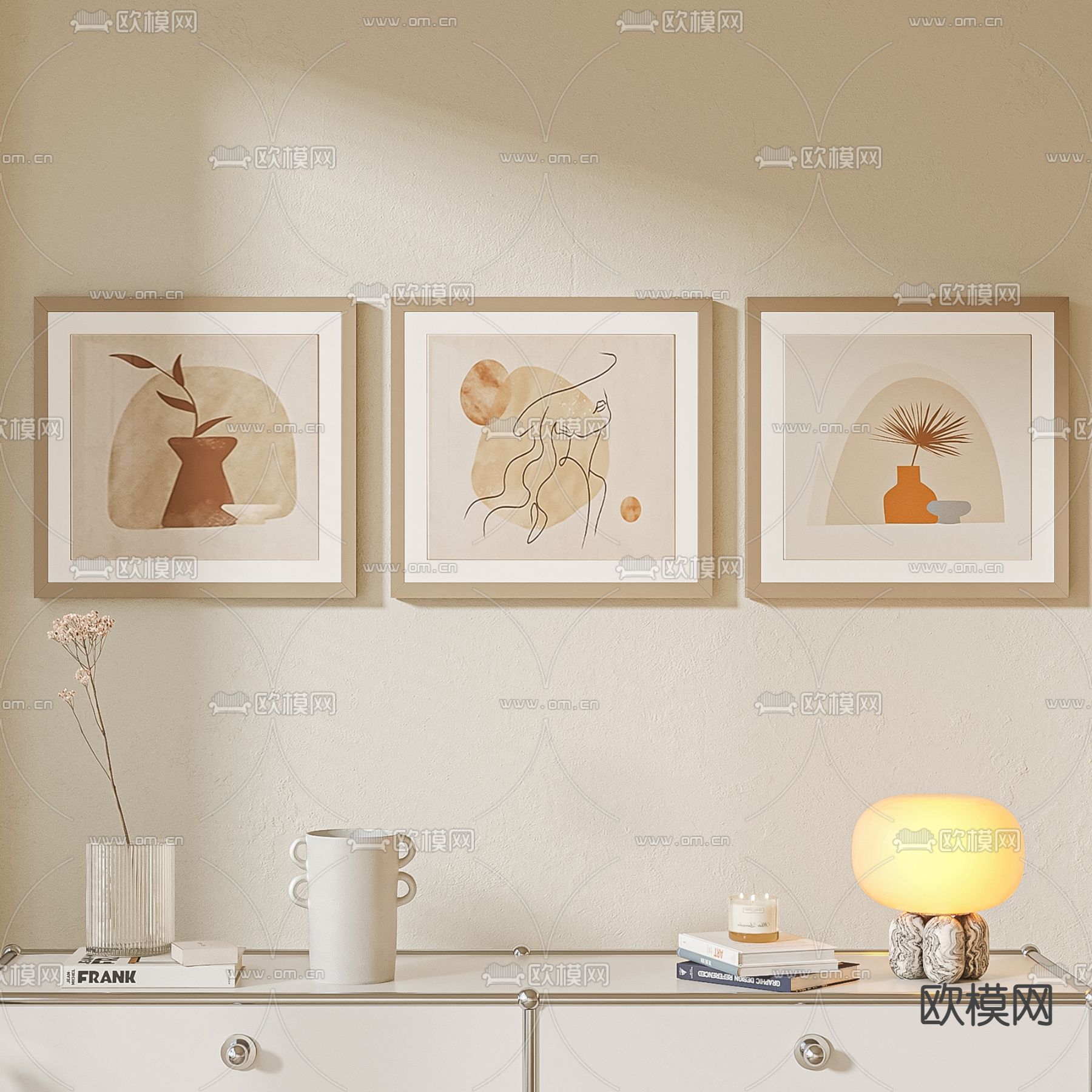 抽象画 装饰画 桌面摆件3d模型下载（渲染图2）