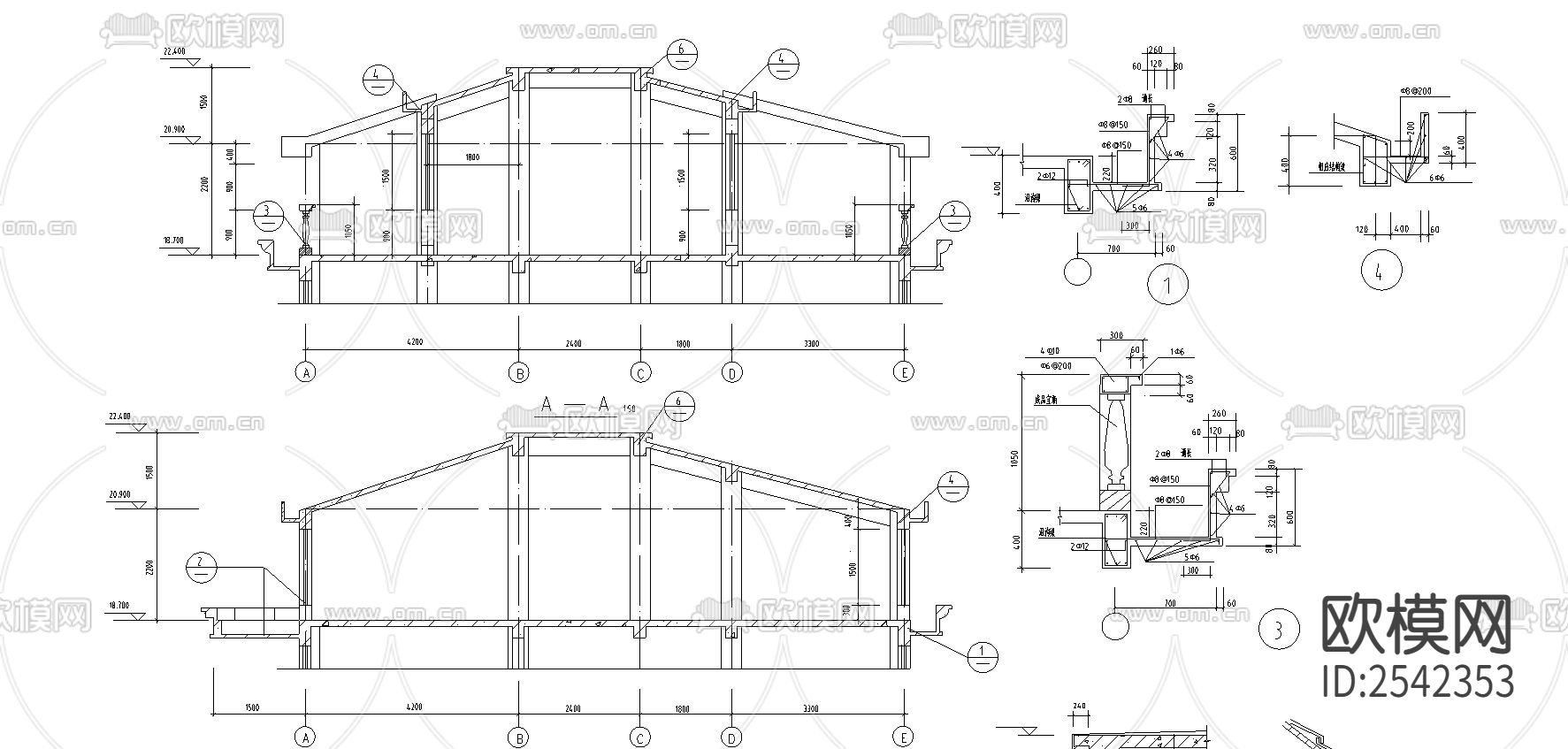 小区住宅楼规划cad平面图下载（渲染图3）
