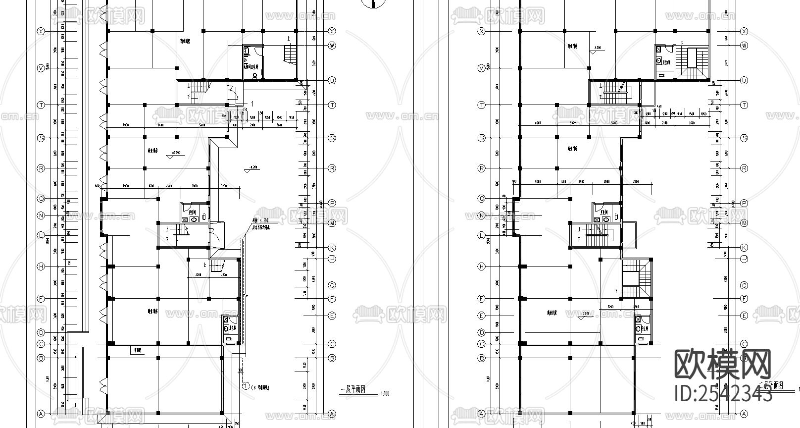 小区平层cad平面布置图下载（渲染图1）