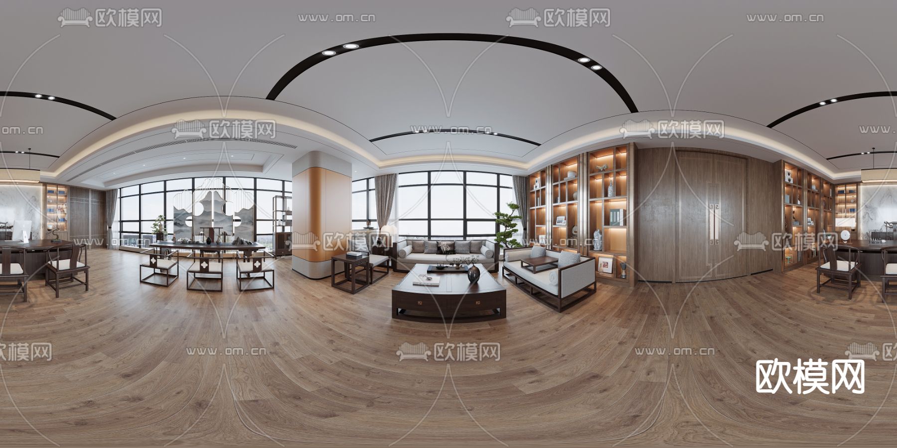 新中式经理办公室vr全景3d模型