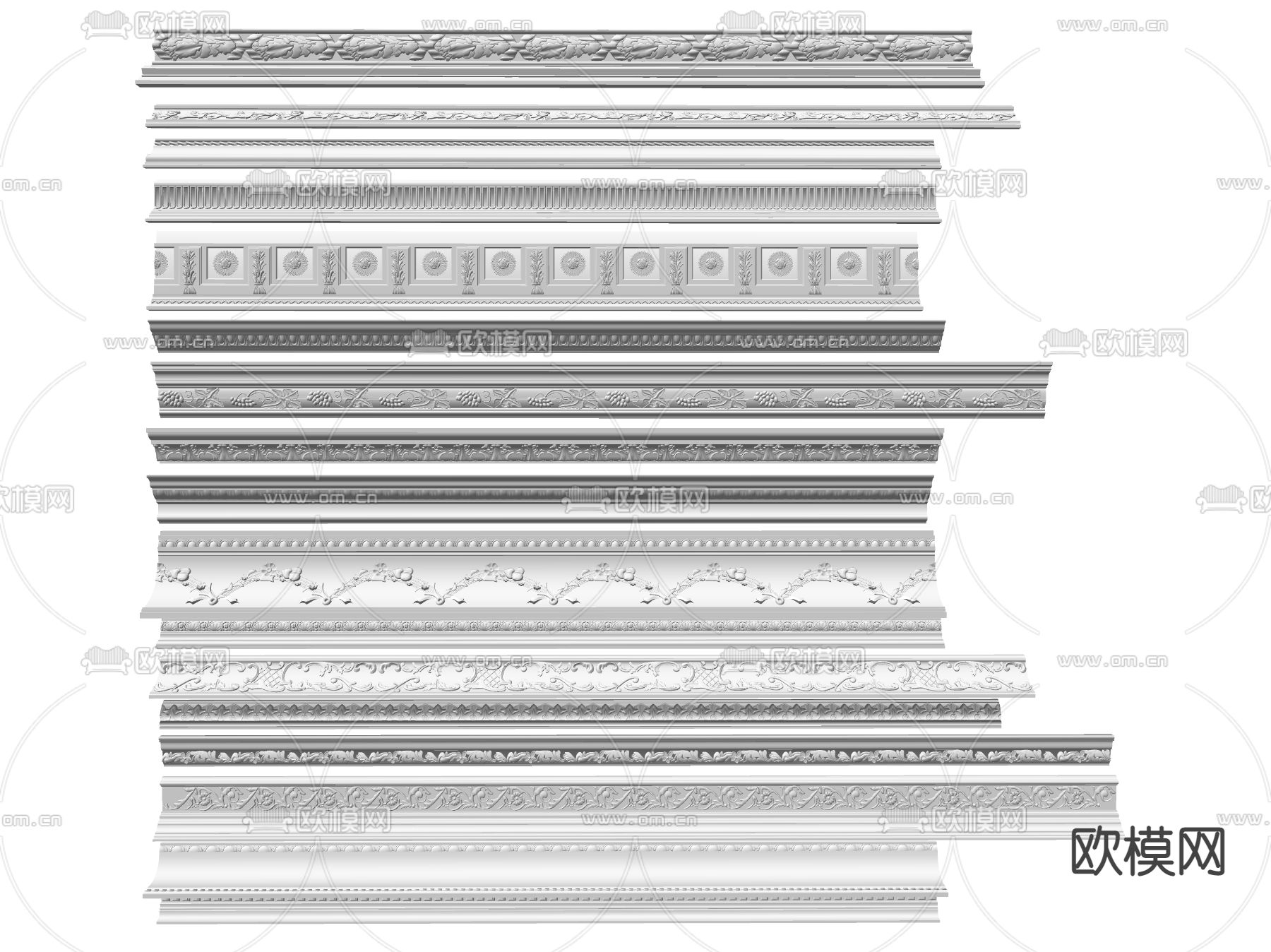 欧式石膏线条 脚线 石膏檐线 角线su模型下载（渲染图2）