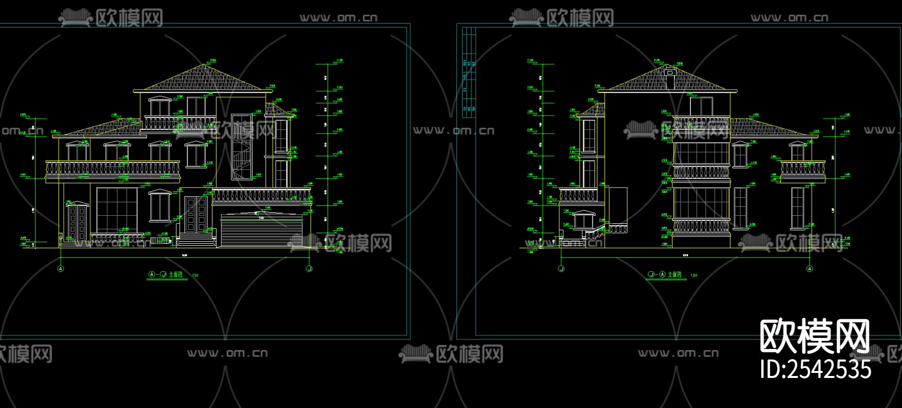 别墅cad施工图下载（渲染图2）