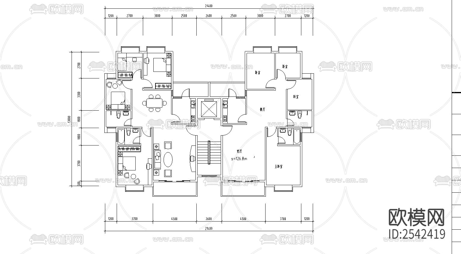 别墅cad施工图下载（渲染图3）
