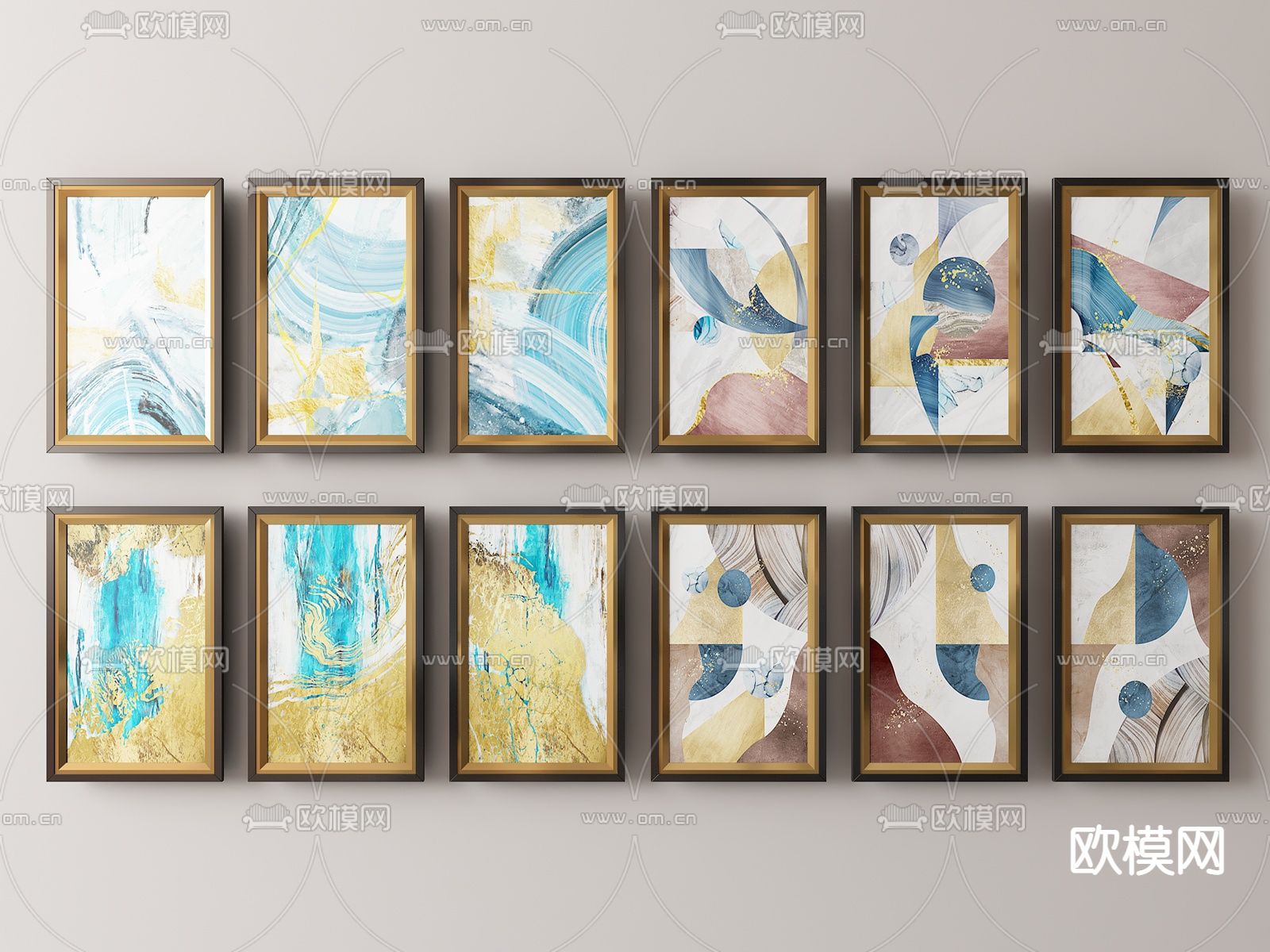 轻奢装饰挂画 抽象挂画su模型下载（渲染图1）