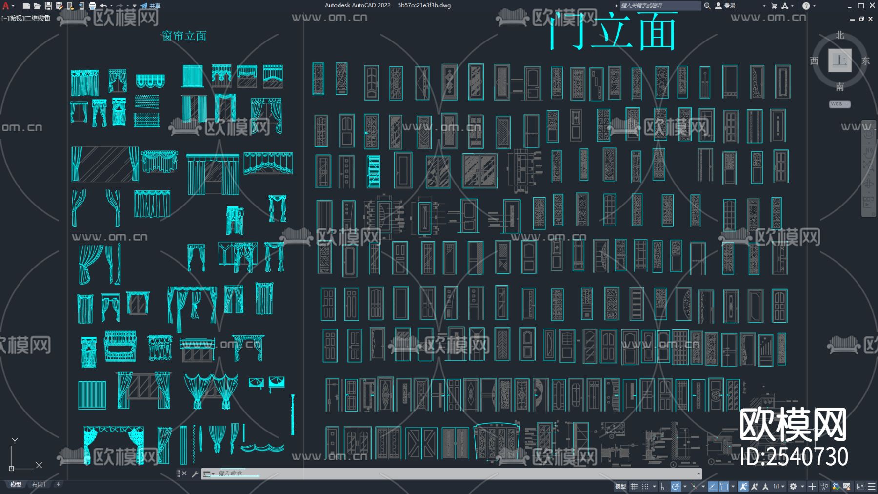 窗帘门CAD立面 窗户 窗帘cad图库-免费3dmax模型库-欧模网