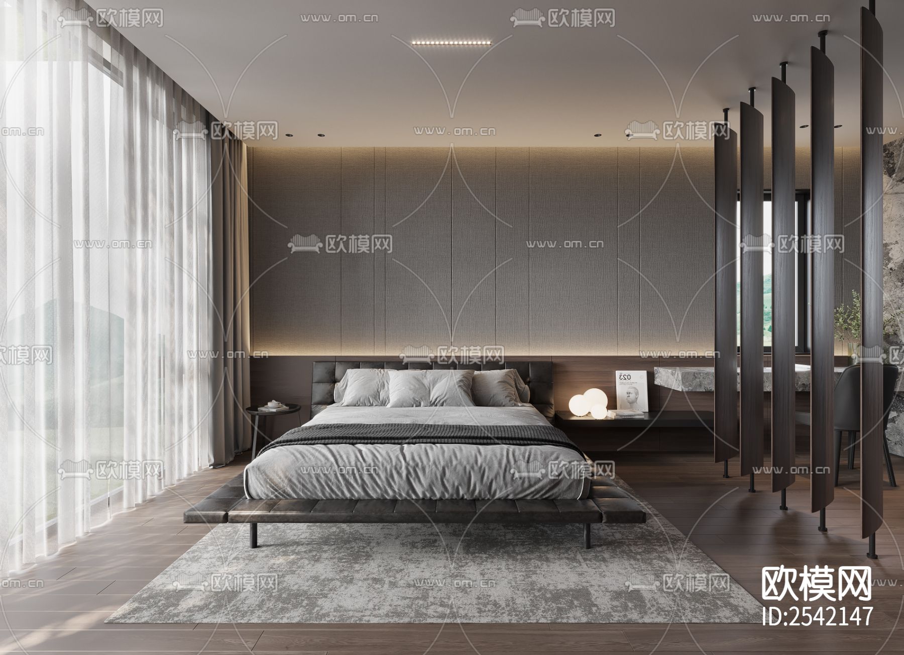 神木北站现代三层别墅cad施工图下载（渲染图6）