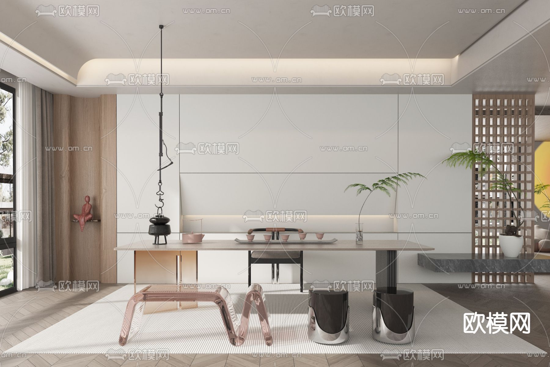 现代茶室3d模型下载