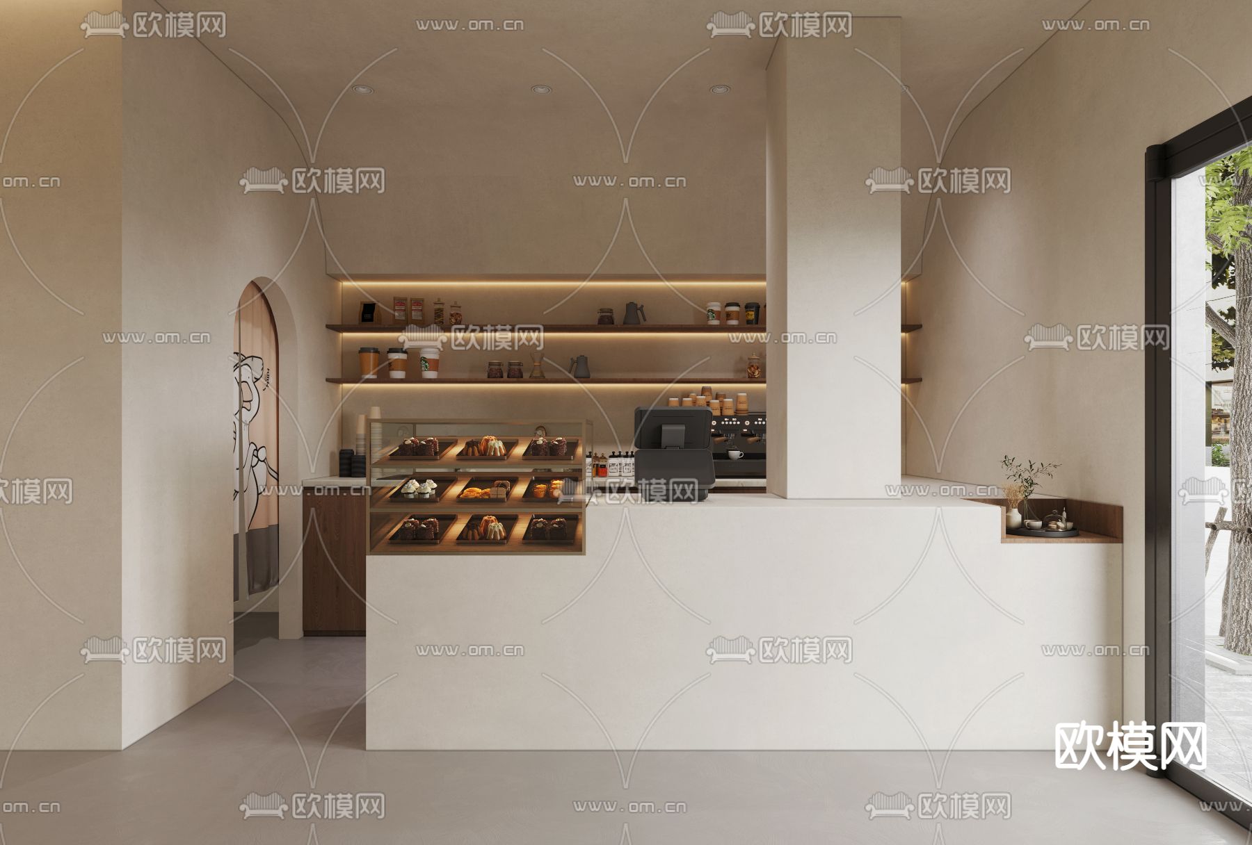 侘寂咖啡店 甜品店3d模型