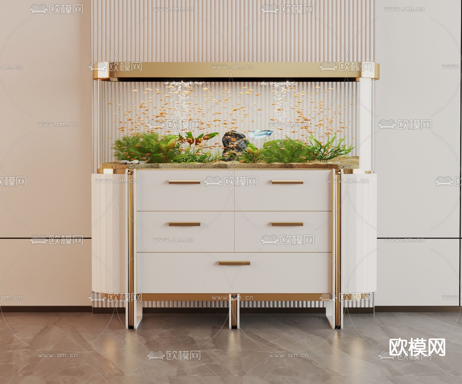 鱼缸 水族箱3d模型下载
