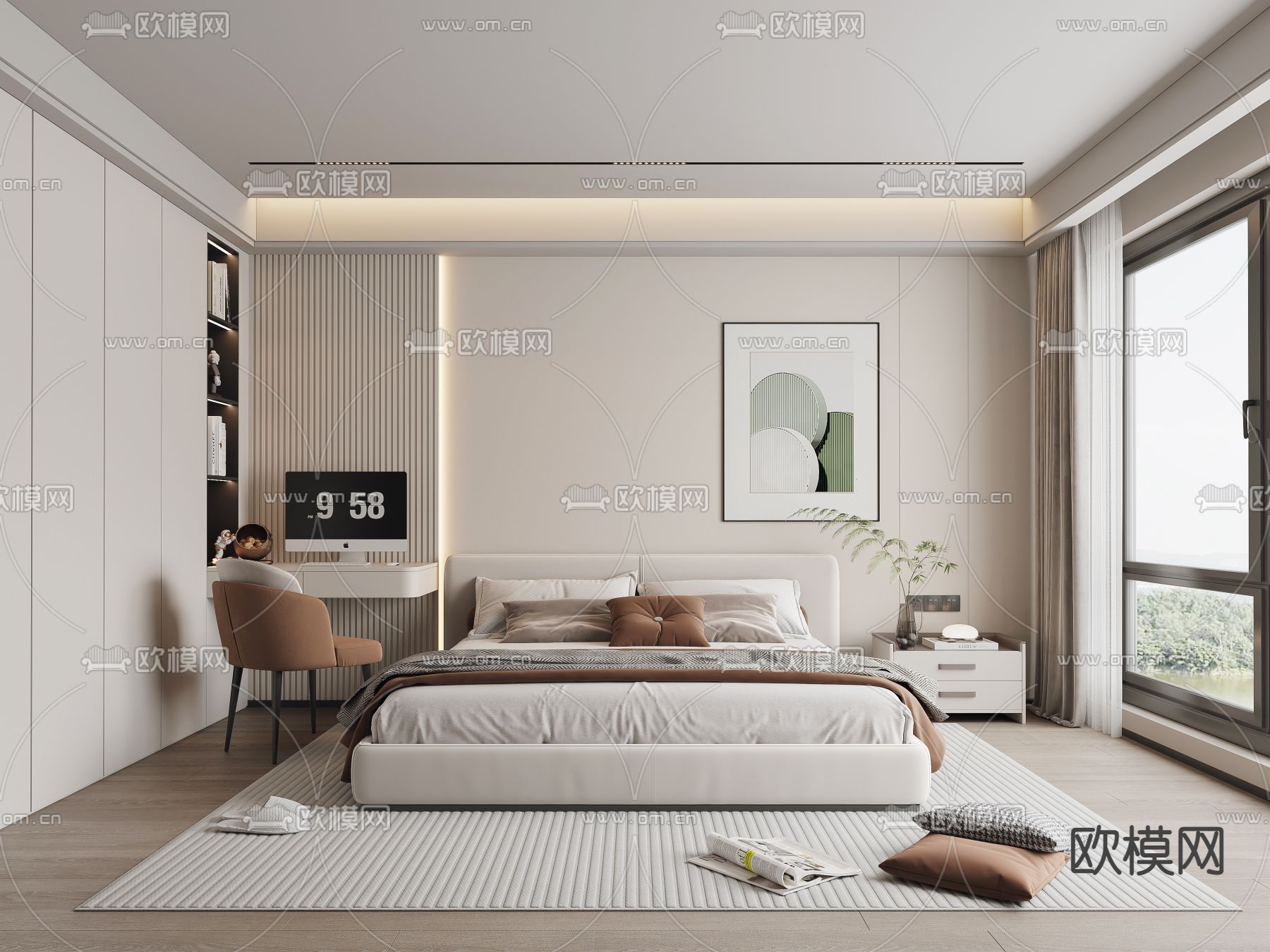 现代卧室 主人房3d模型