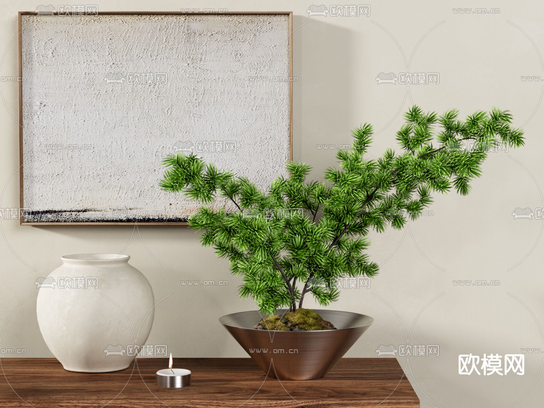 蓬莱松 盆栽 盆景3d模型下载