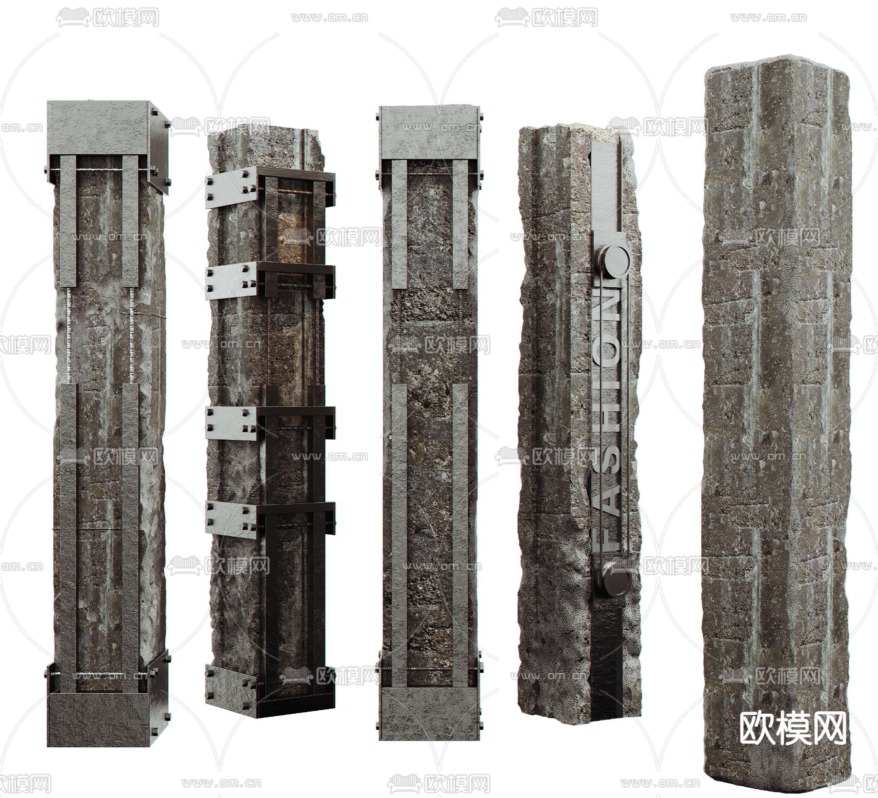 混凝土柱子 水泥柱子 网红柱3d模型下载（渲染图3）