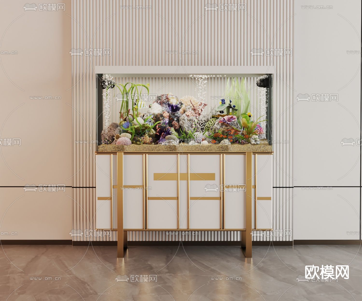 鱼缸 水族箱3d模型下载