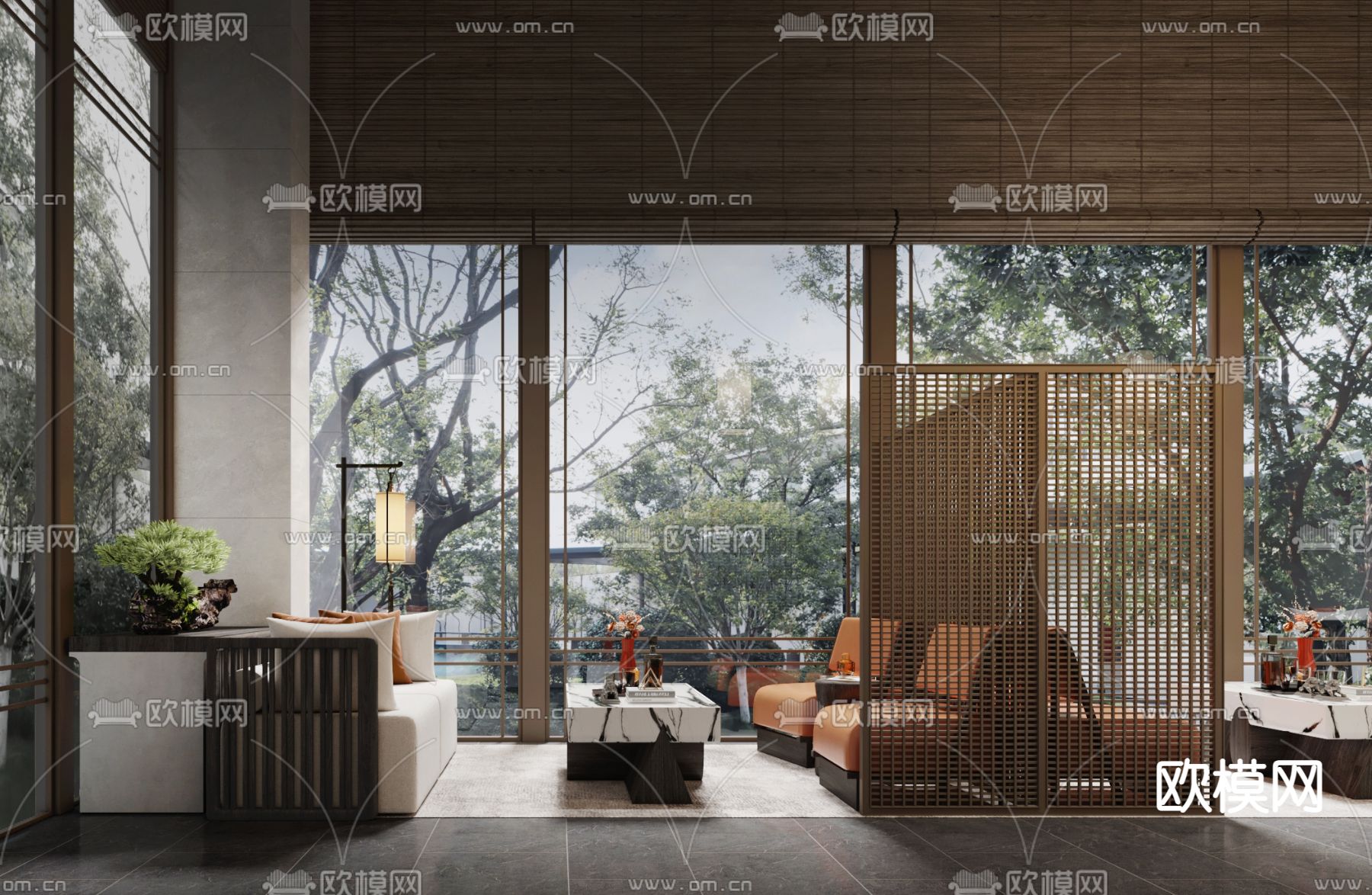 新中式售楼处3d模型下载