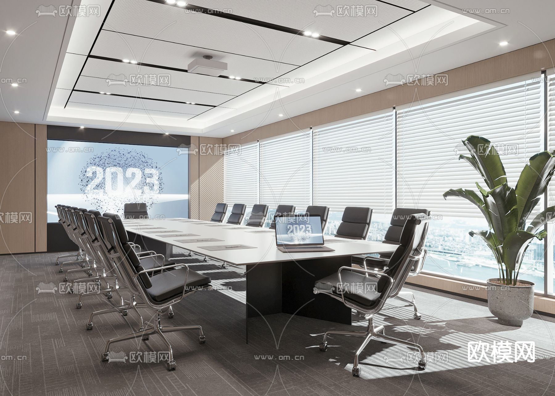 现代会议室3d模型下载_ID13052097_3dmax免费模型-欧模网