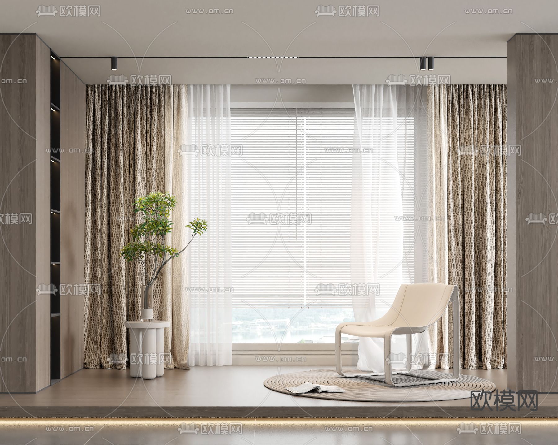 素色窗帘 窗纱3d模型下载