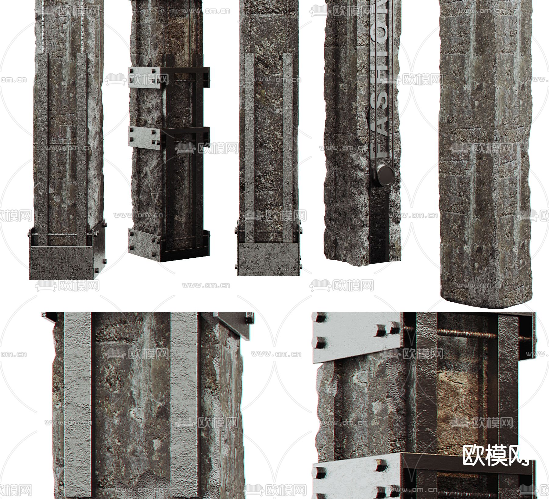 混凝土柱子 水泥柱子 网红柱3d模型下载（渲染图1）