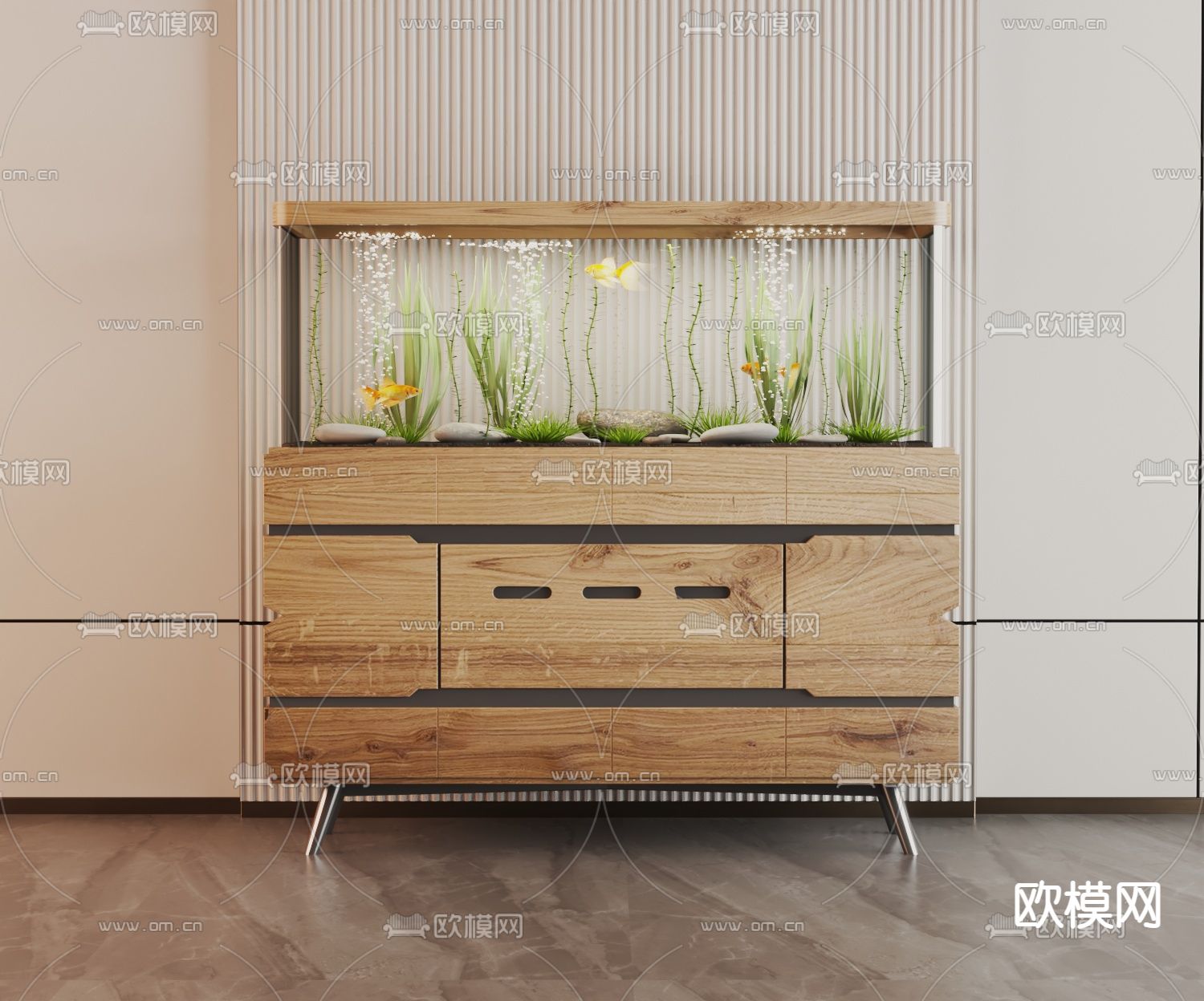 鱼缸 水族箱3d模型下载