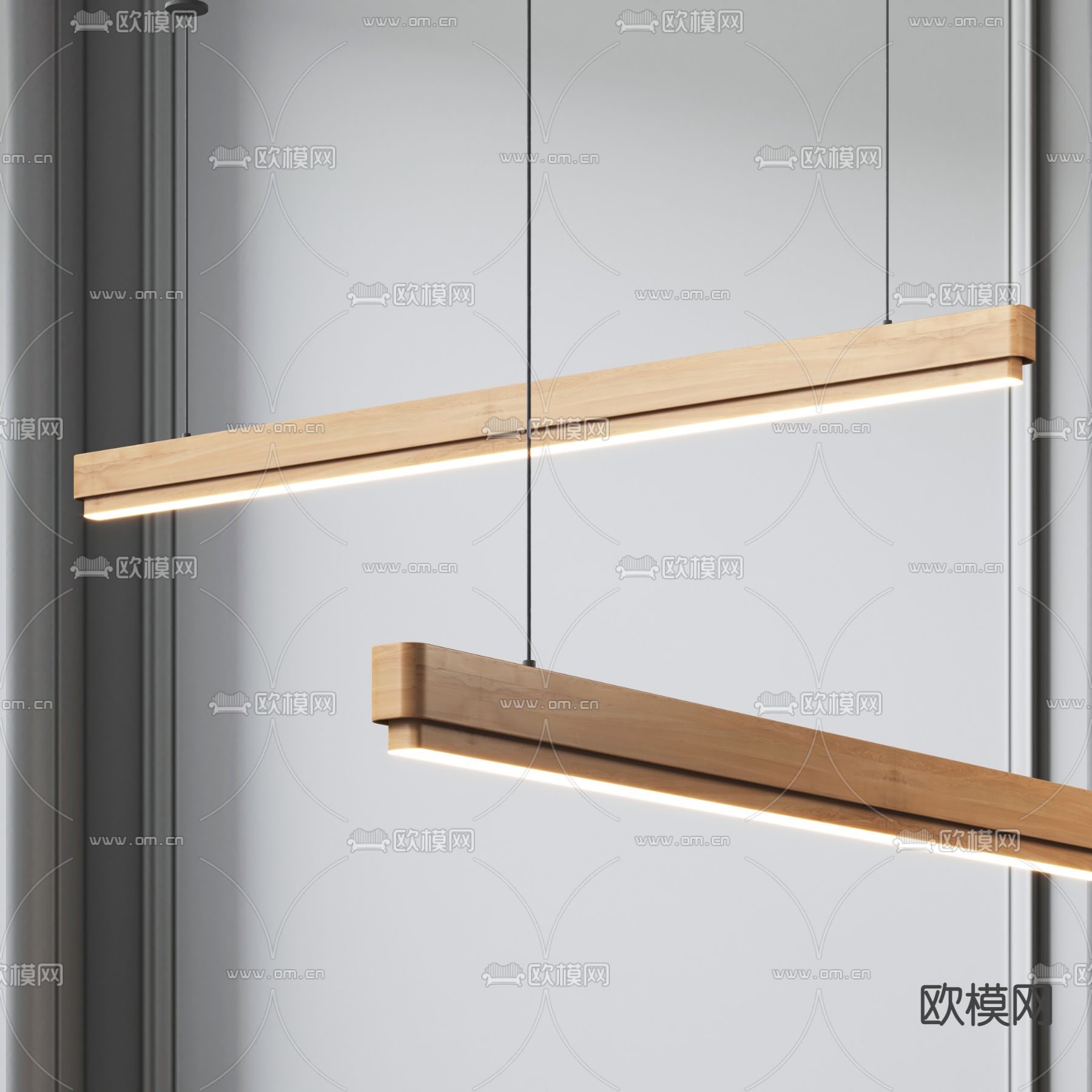 长条吊灯 办公吊灯3d模型下载