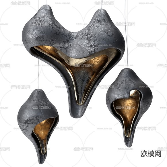 侘寂风吊灯3d模型下载(渲染图2)