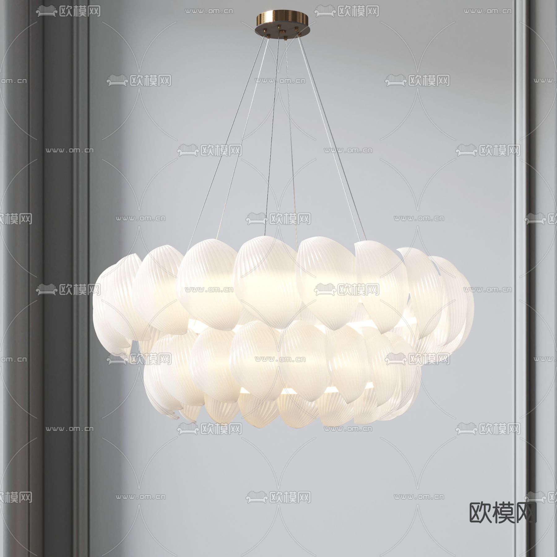 奶油风吊灯3d模型下载