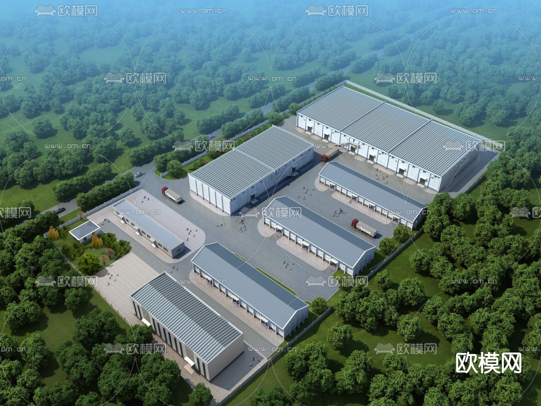 工业厂房 鸟瞰3d模型下载