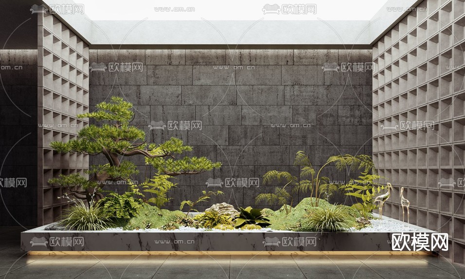 松树苔石 植物堆3d模型下载
