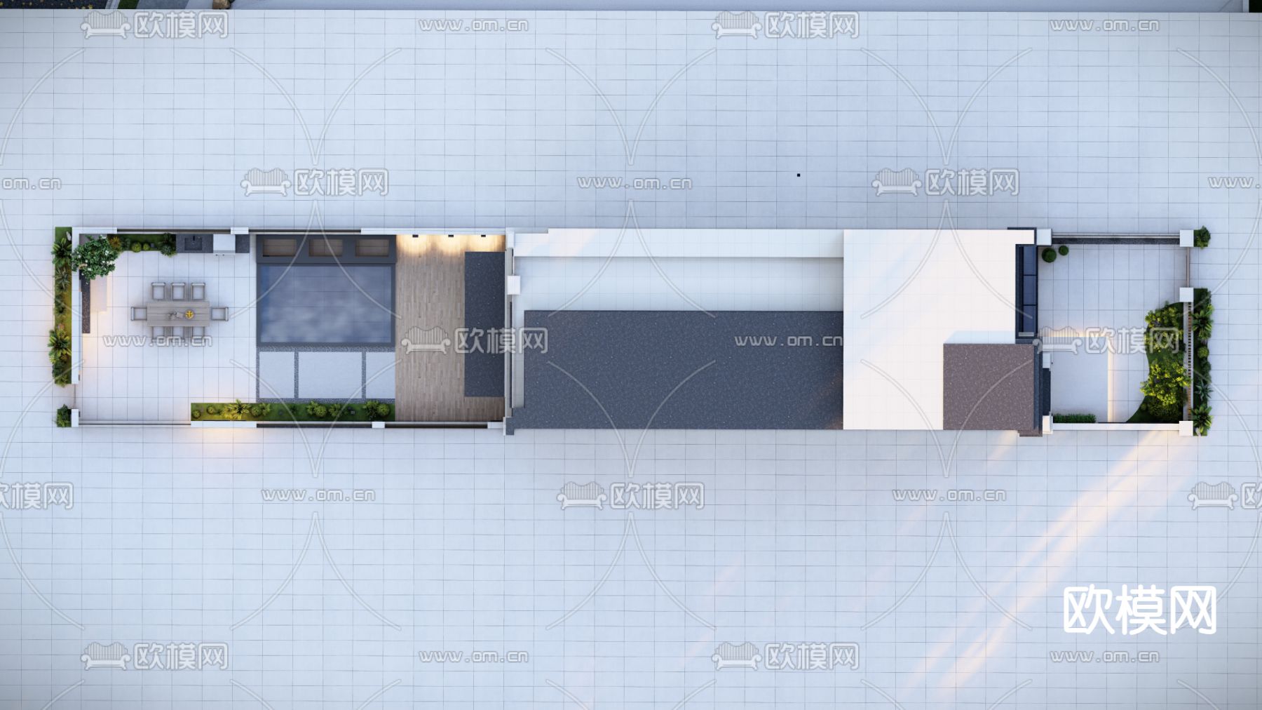 现代别墅庭院 楼顶花园su模型下载（渲染图4）