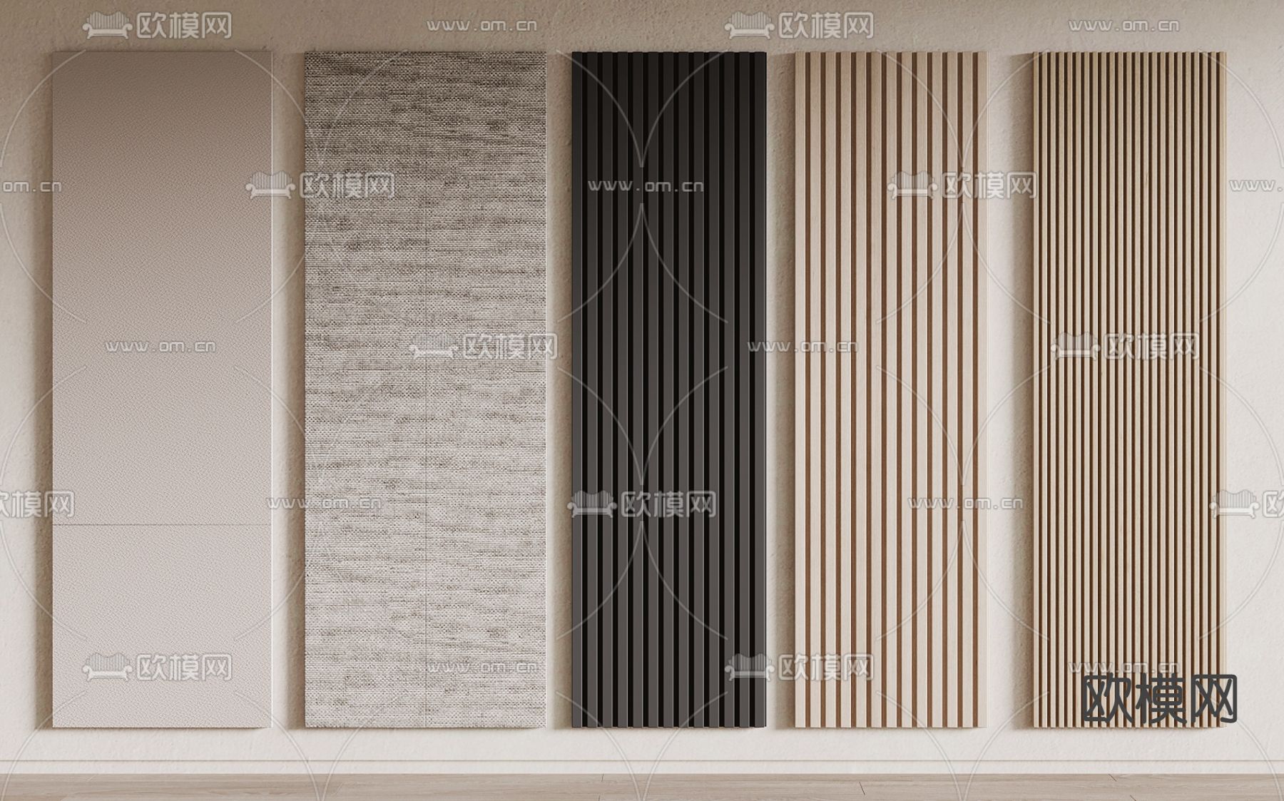 现代格栅板 护墙板3d模型下载