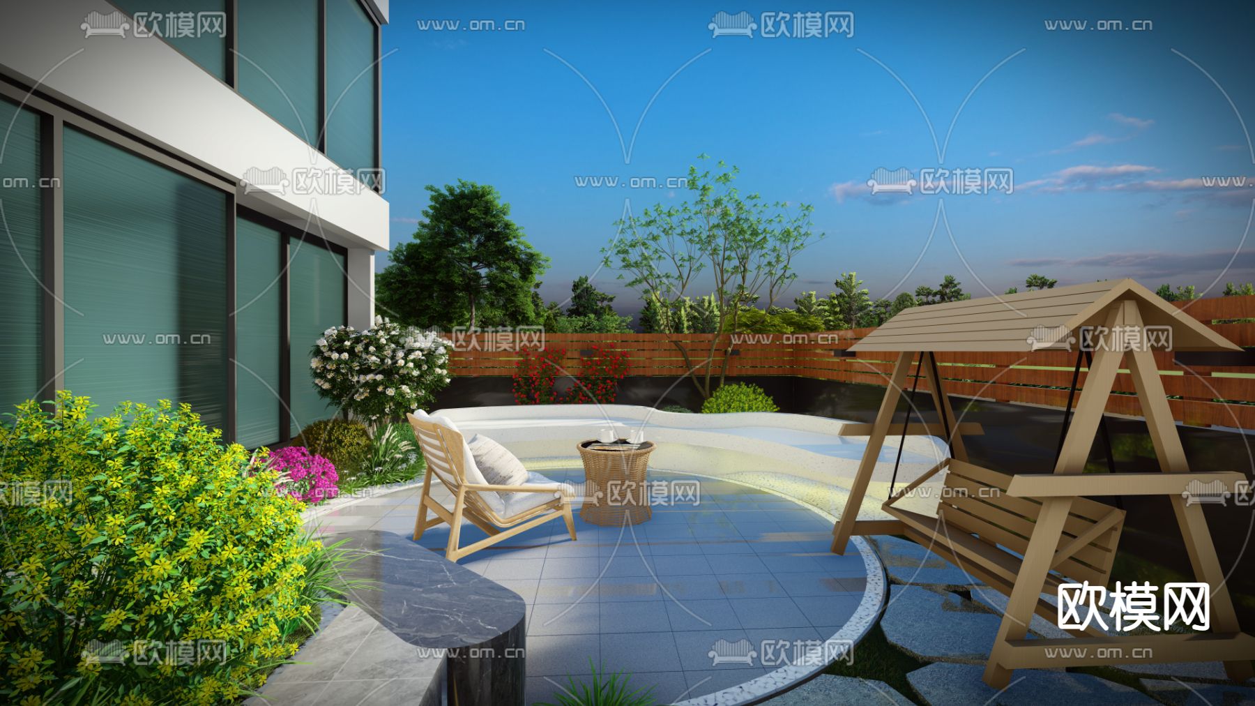 庭院花园su模型下载（渲染图2）