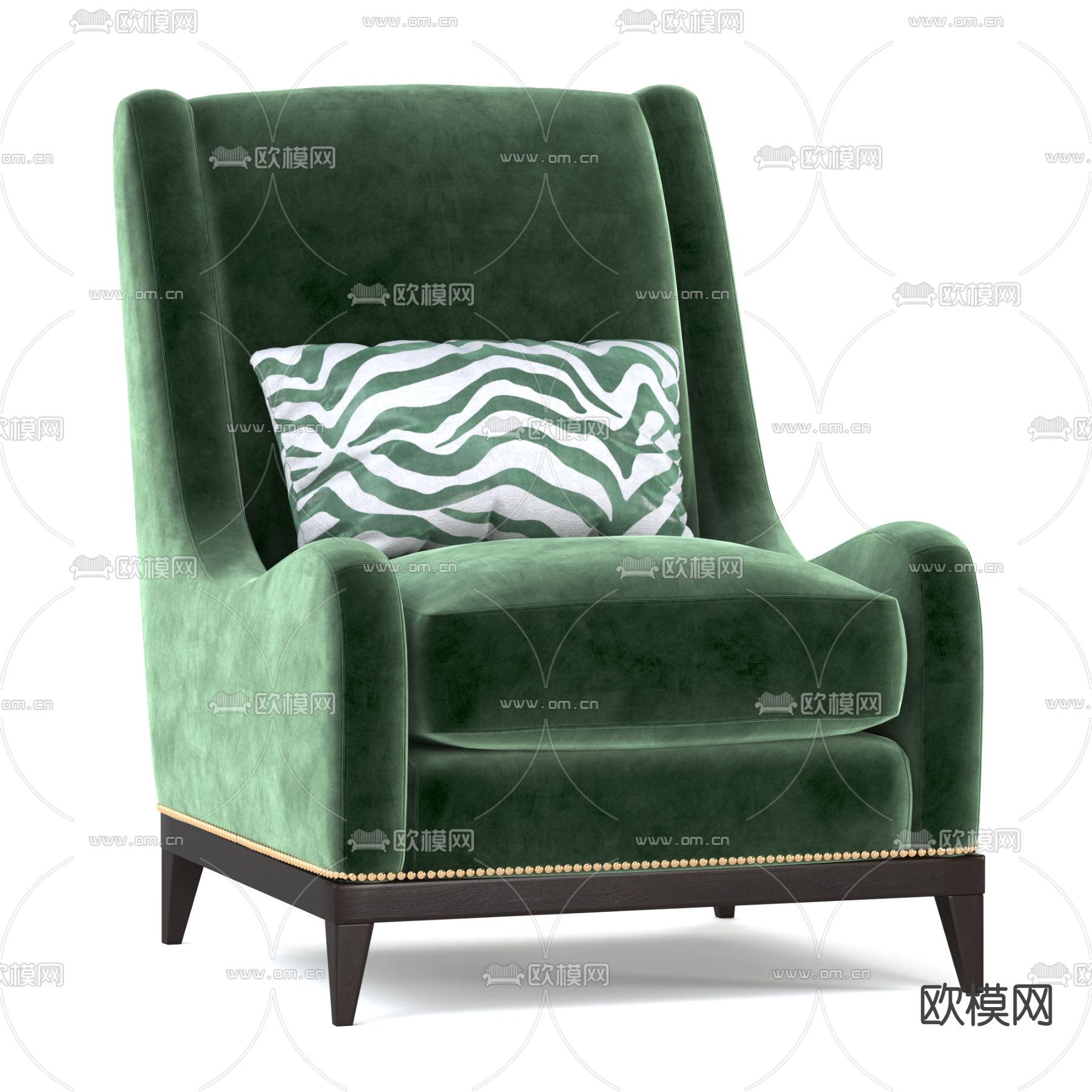 欧式单人沙发3d模型下载（渲染图1）