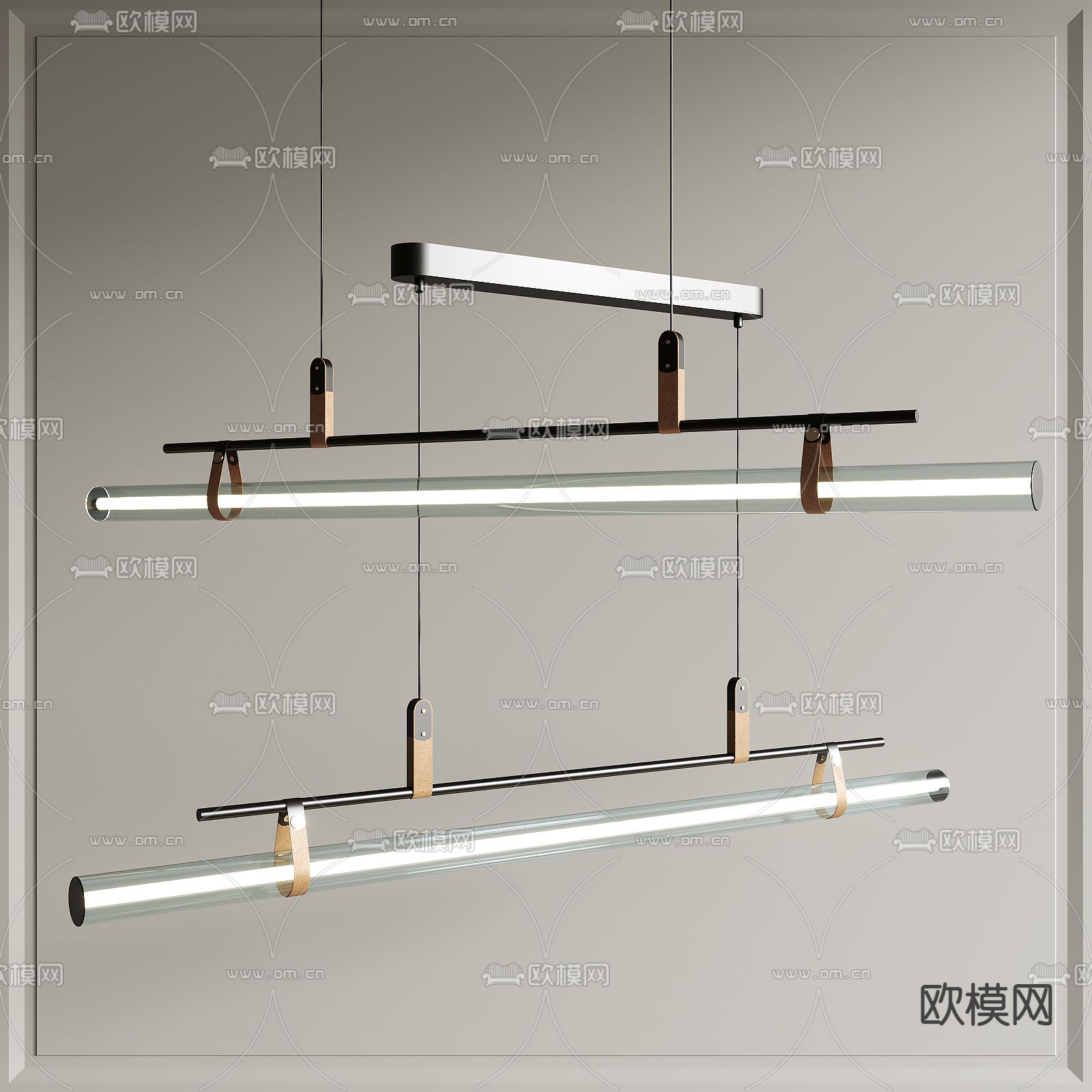 灯管吊灯 餐厅吊灯3d模型下载_ID13053347_3dmax免费模型-欧模网