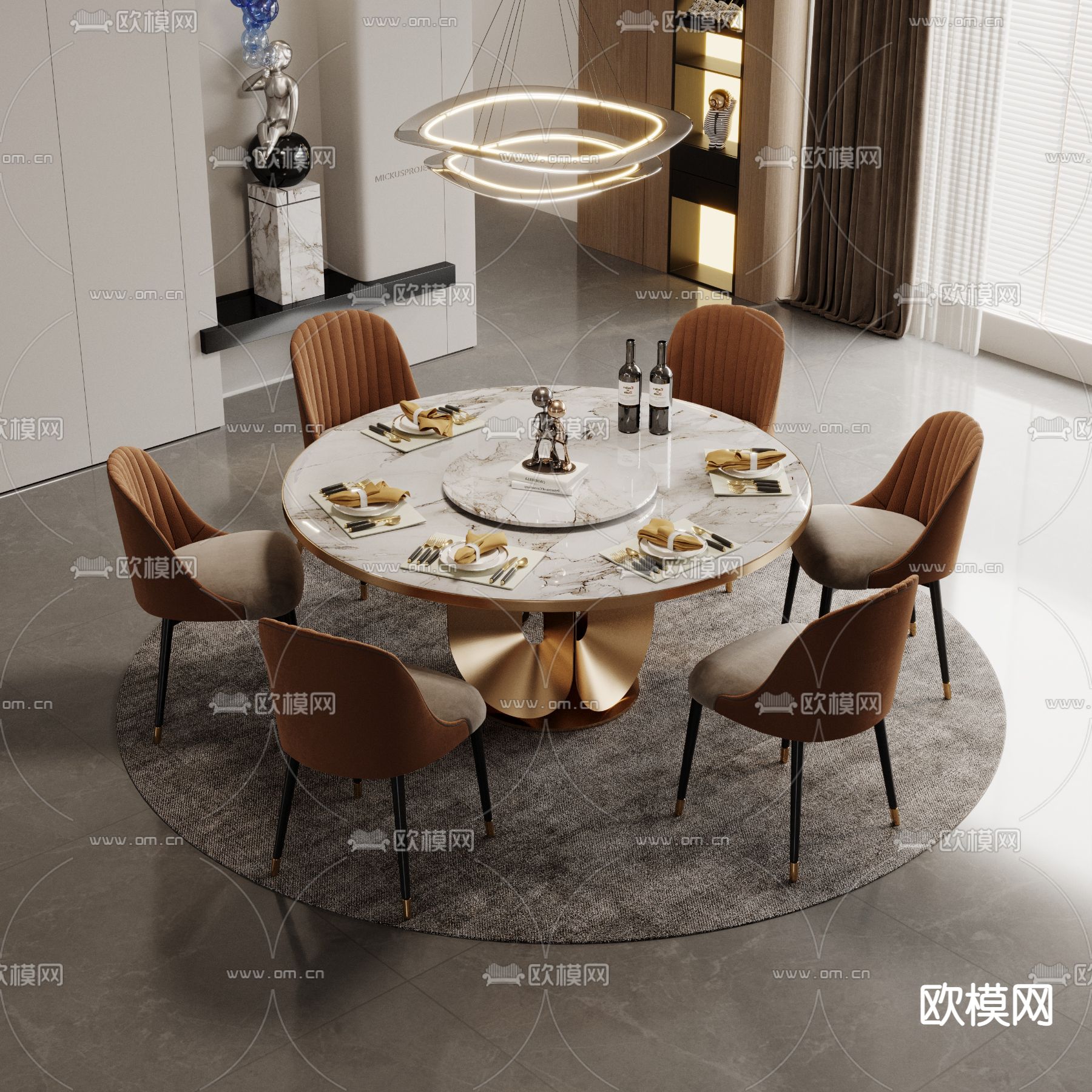 现代餐桌椅3d模型下载