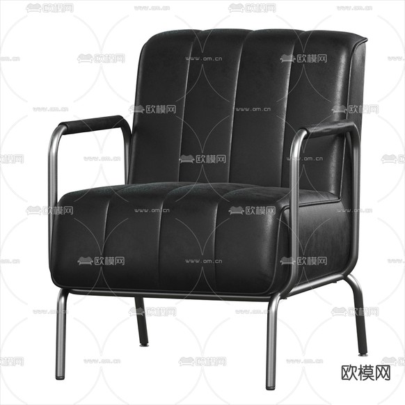 皮革办公沙发 接待椅3d模型下载(渲染图2)