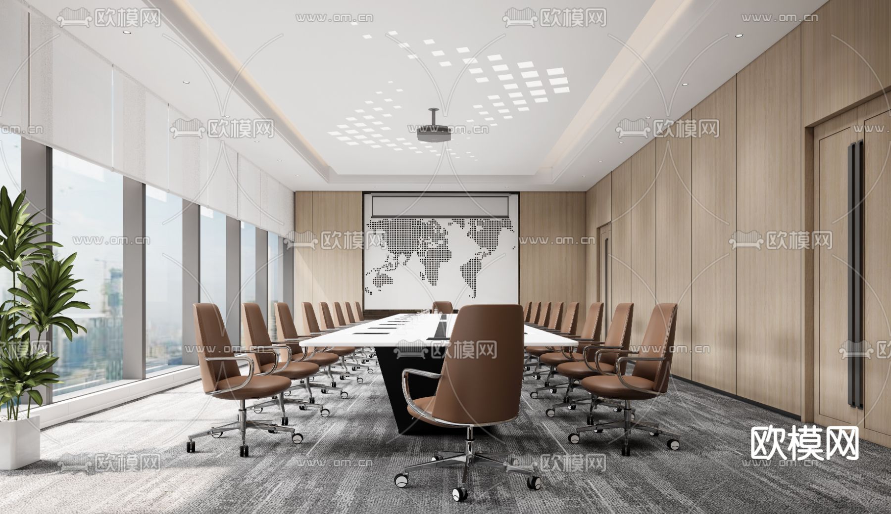 现代会议室3d模型下载