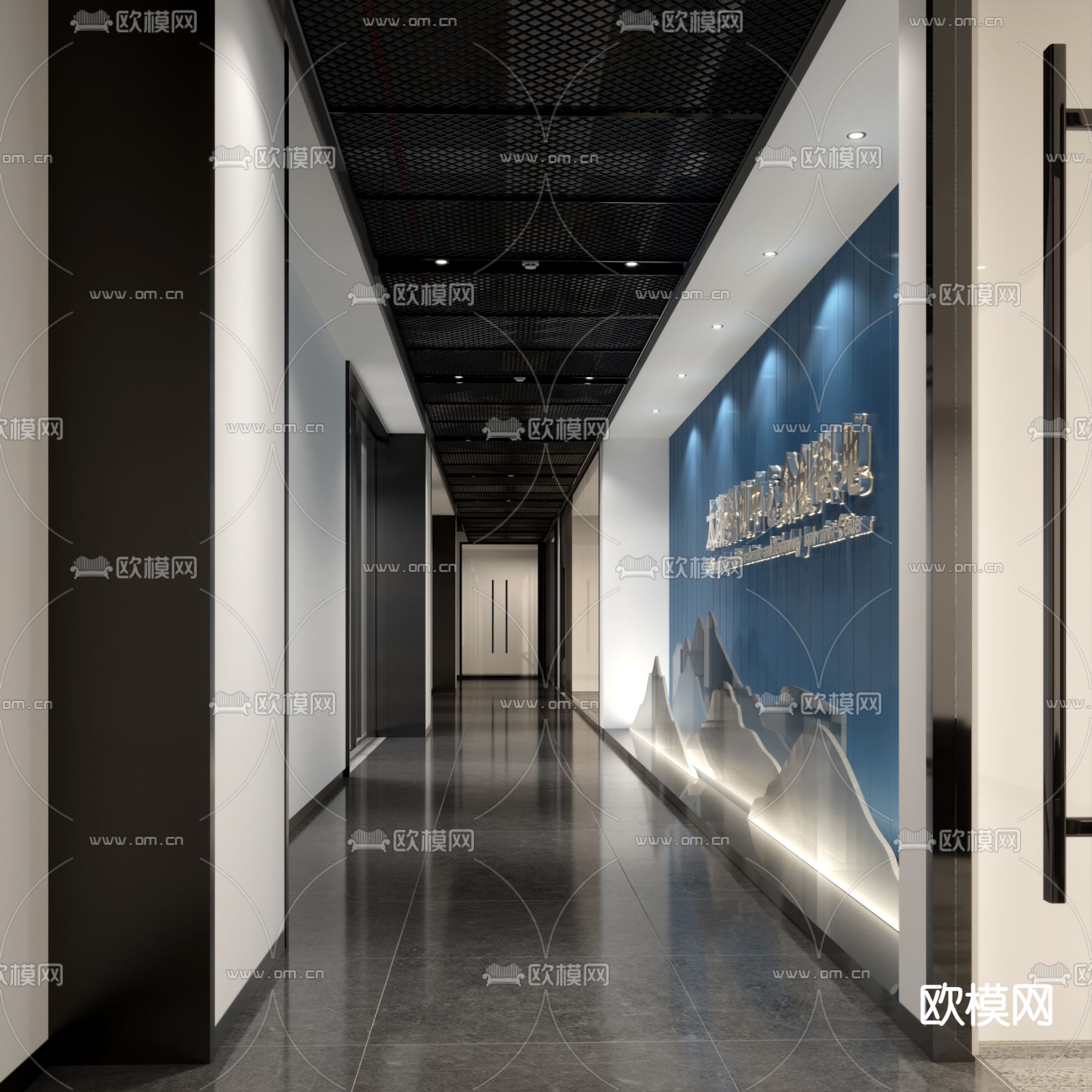 办公走道 走廊3d模型下载