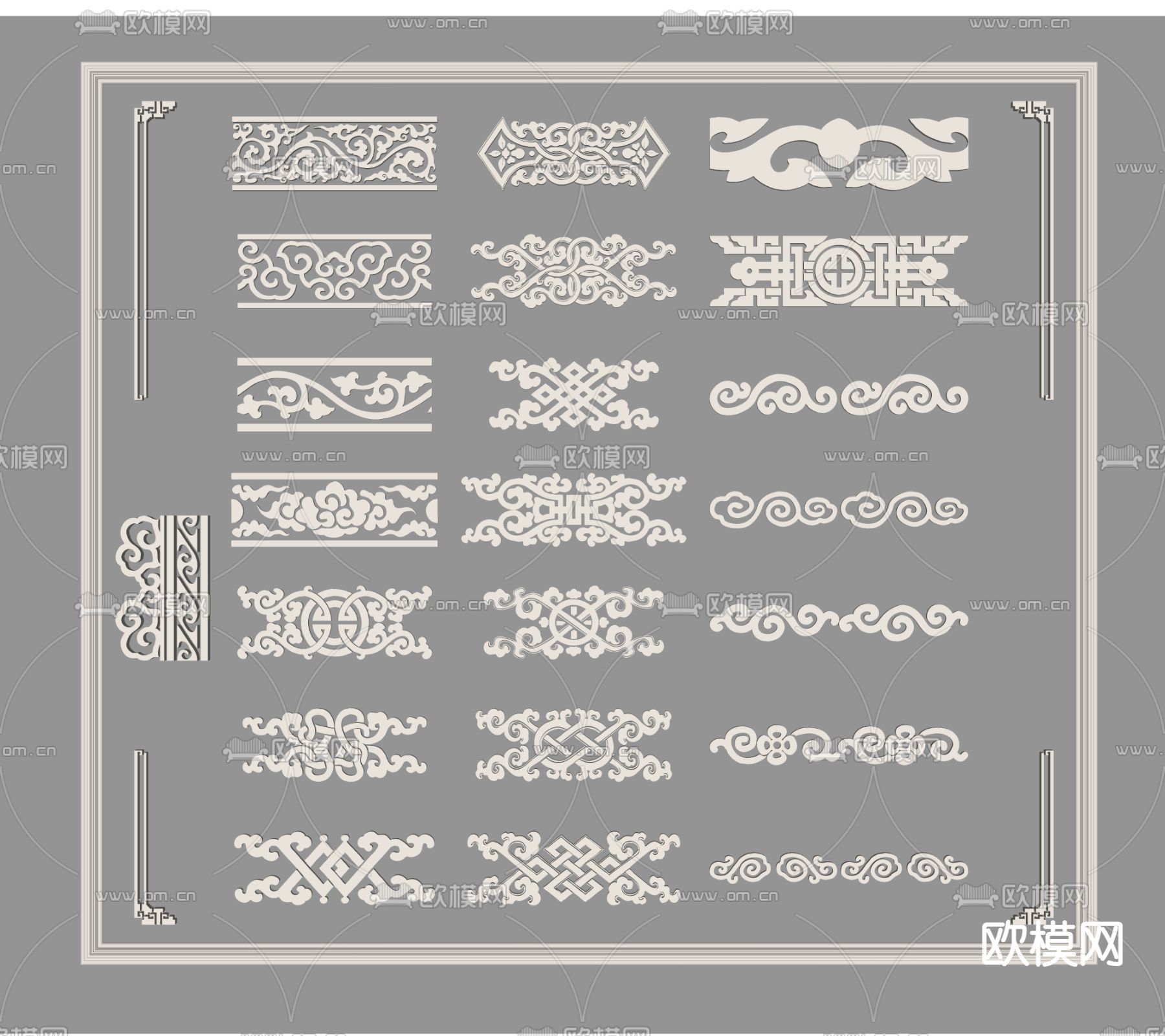 中式镂空 雕花纹样su模型下载（渲染图2）