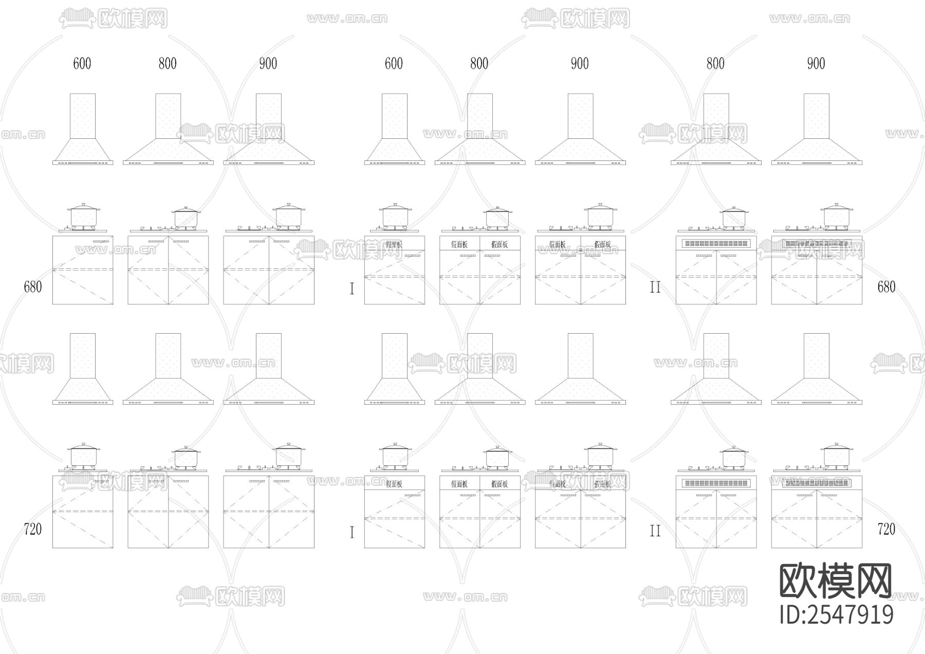 专业橱柜标准CAD图库下载（渲染图3）