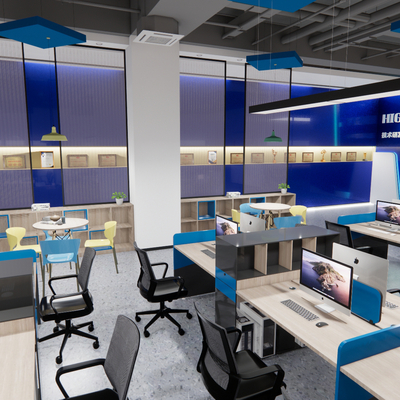  公司办公室 工作室 公共办公区su模型 