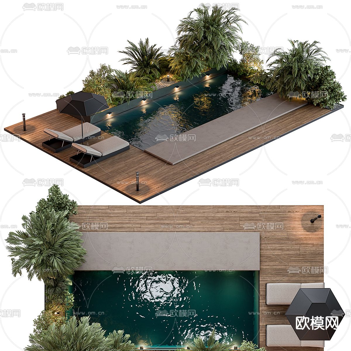 户外游泳池 庭院游泳池3d模型下载