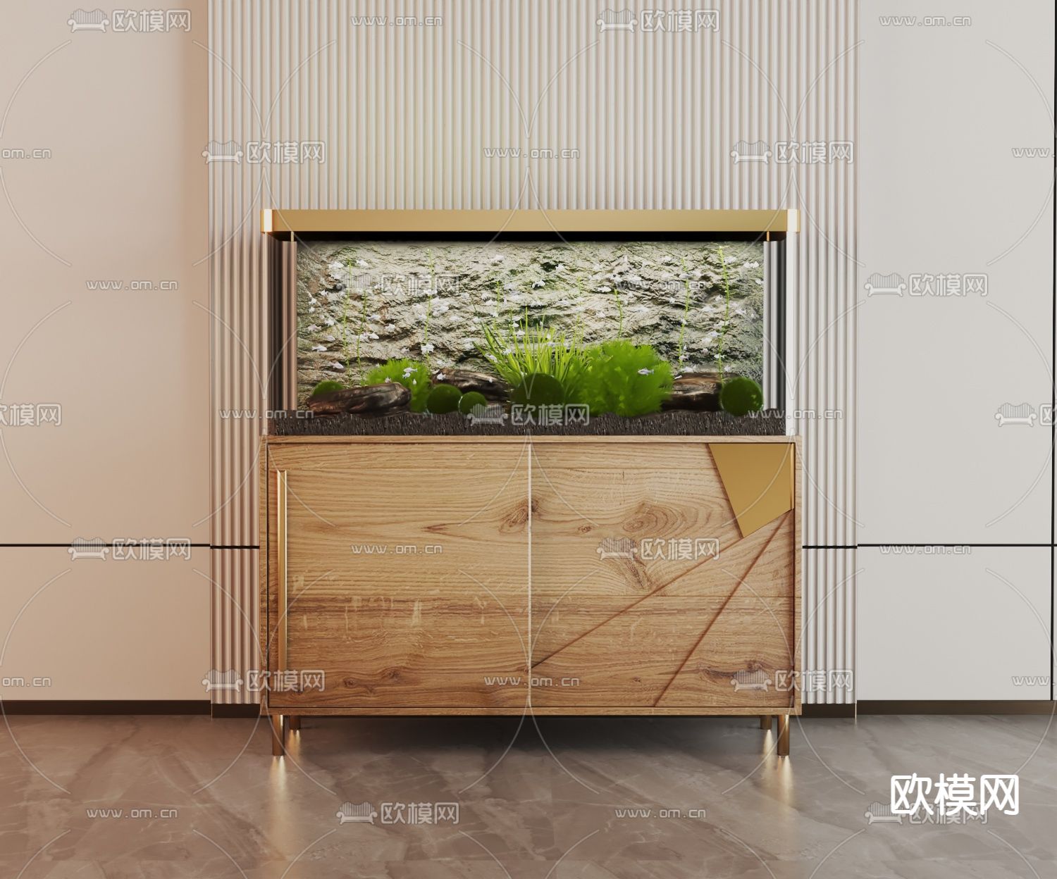 鱼缸 水族箱3d模型下载