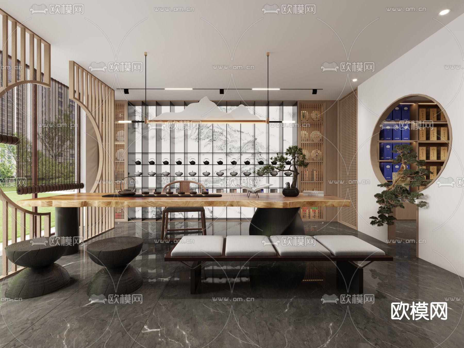 新中式茶行 烟酒店3d模型下载（渲染图2）