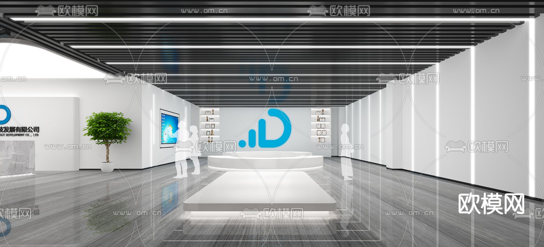 公司前台 展厅 办公室3d模型下载（渲染图2）