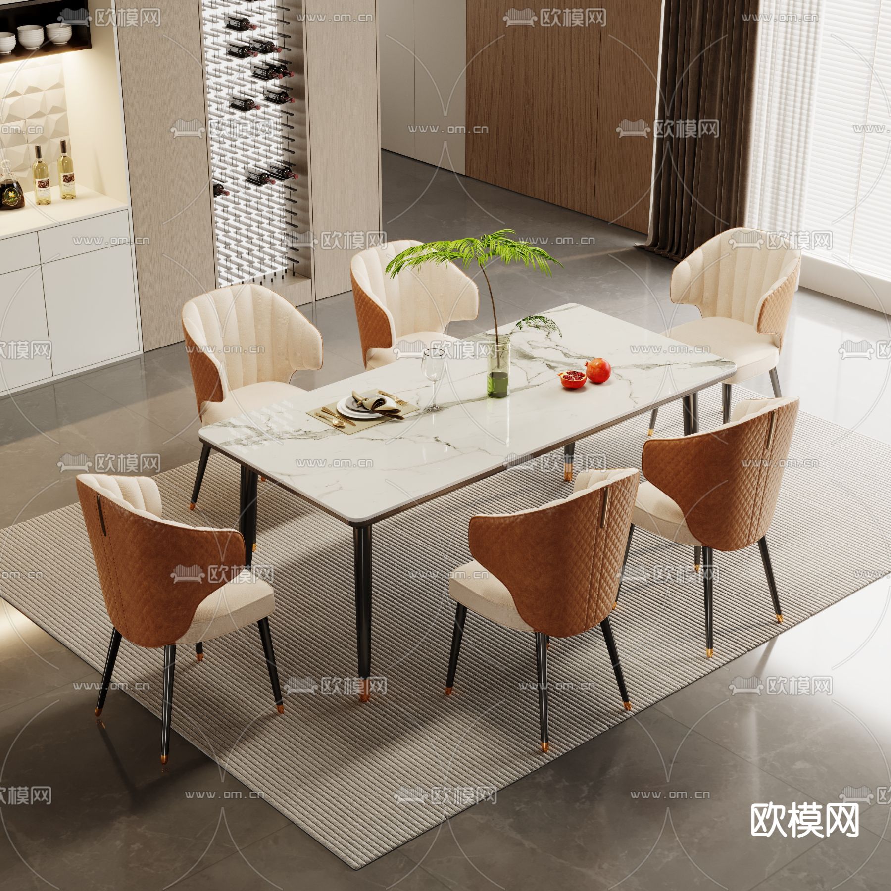 现代餐桌椅3d模型下载