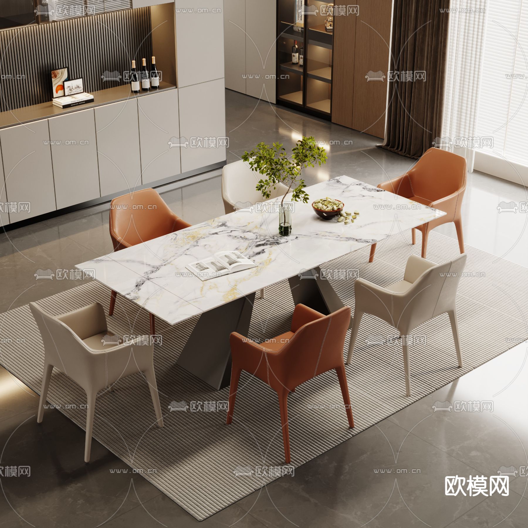 现代餐桌椅3d模型下载