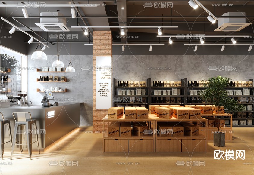 咖啡店 咖啡厅3d模型下载(渲染图3)