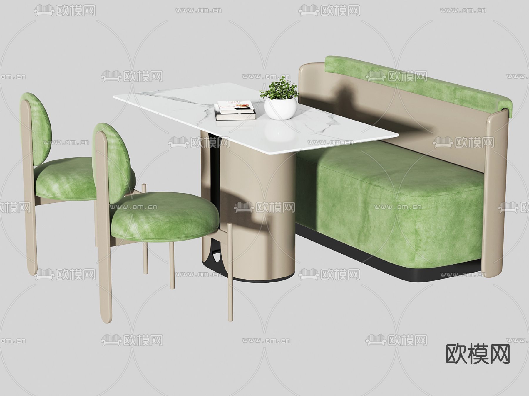 餐厅卡座 组合沙发3d模型下载_ID13049906_3dmax免费模型-欧模网