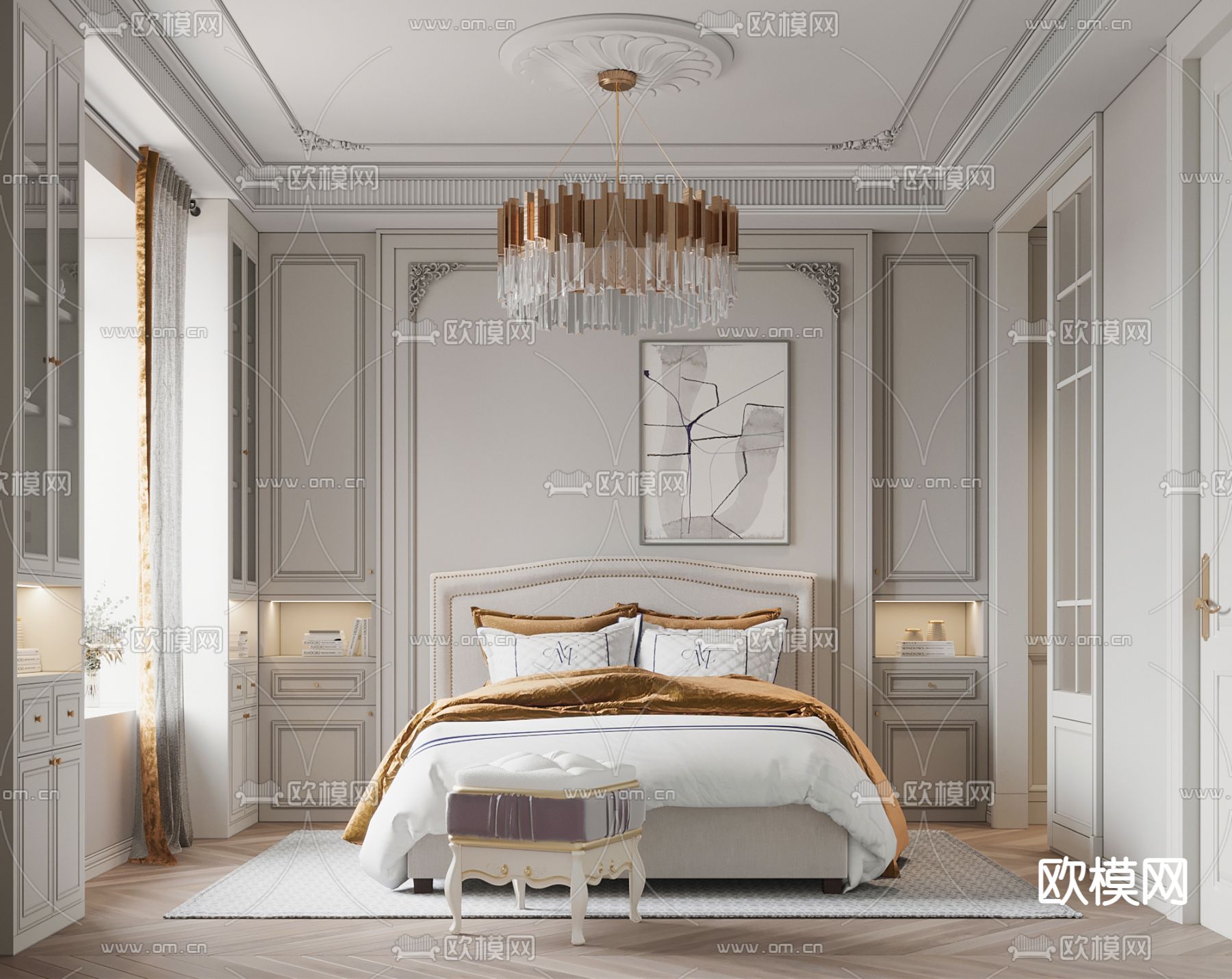 法式卧室3d模型下载
